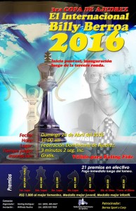 Copa de Ajedrez Billy Berroa inicia el domingo