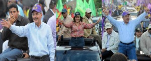 Danilo, Leonel y Margarita juntos en caravana de Santiago este domingo