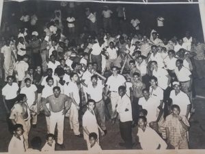 Manifestantes en la protesta popular de 1962 en San Cristóbal (Imagen del archivo de José Pimentel Muñoz).