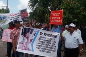 Ganaderos se concentran frente a sede Agricultura; piden no importen leche