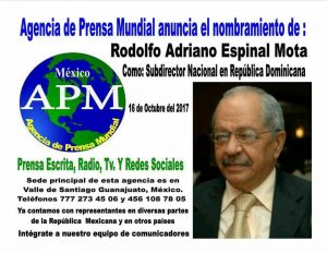 Agencia de México designa a Rodolfo Espinal en RD