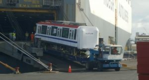 Ya están en el puerto de Haina vagones para línea 2B del Metro