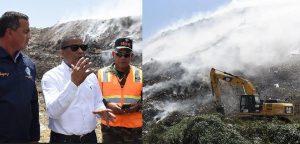 HAINA: Equipos y brigadas MOPC se suman extinción fuego vertedero