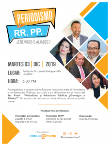 Anuncian primer panel relación periodista-relacionista público