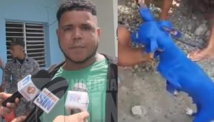 AZUA: Se entrega hombre captado en video pintando de azul a un perro
