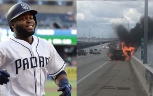 Manuel Margot sale ileso tras incendiarse su vehículo