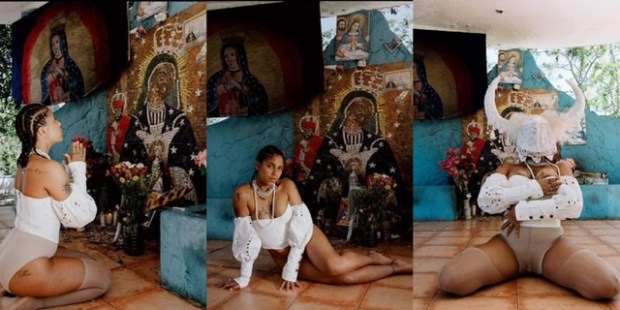 Repudian Tokischa pose semidesnuda frente santuario Virgen de la Altagracia imagen