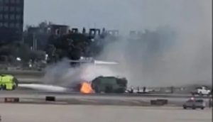 MIAMI: Se incendia avión de RD durante un aterrizaje forzoso