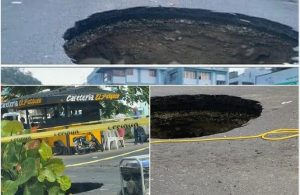 SANTIAGO: Se hunde tramo en vía hubo un derrumbe hace 10 días