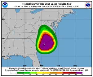 Ian degrada a ciclón post-tropical tras tocar zonas Carolina del Sur
