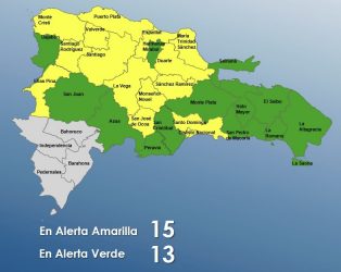 COE aumenta a 28 las provincias dominicanas en alerta por lluvias
