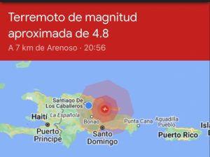 Temblor 4.7 grados se siente en distintas zonas de R. Dominicana