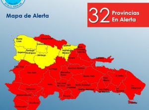 25 provincias dominicanas están en alerta roja, siete en amarilla