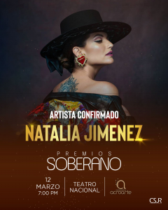 Cantante Natalia Jiménez actuará en los Premios Soberano 2024