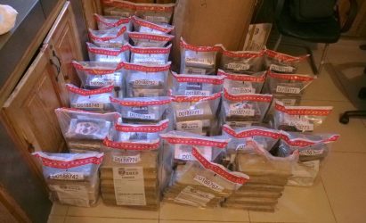 Autoridades ocupan 180 paquetes de cocaína en cajas iban a Madrid