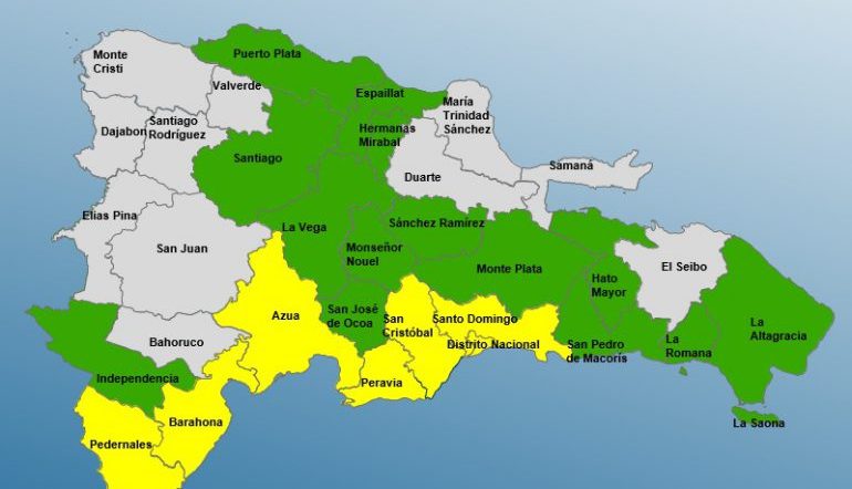 Mantienen 7 provincias en alerta amarilla y otras 14 están en verde imagen