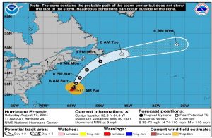 Huracán Ernesto azota a isla Bermuda, le causa cortes de luz