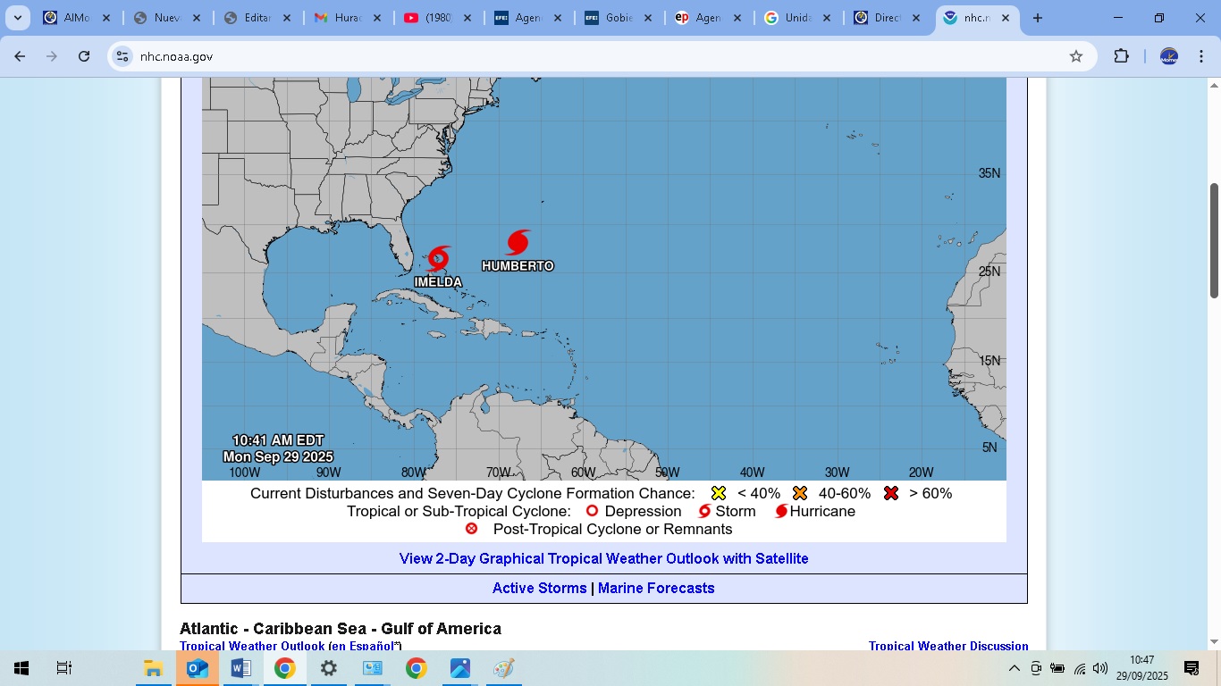 Huracán Humberto y tormenta Imelda activos en el Atlántico imagen