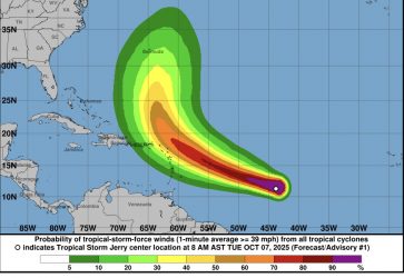 Se formó este martes Jerry, la décima tormenta del Atlántico Se formó este martes Jerry, la décima tormenta del Atlántico