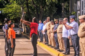 Antorcha de los Juegos Militares y la PN en el Miderec