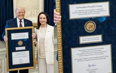Critican Machado entregara a Trump medalla Nobel de la Paz