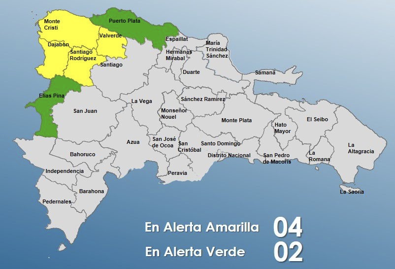 El COE coloca cuatro provincias en alerta amarilla y 2 en verde