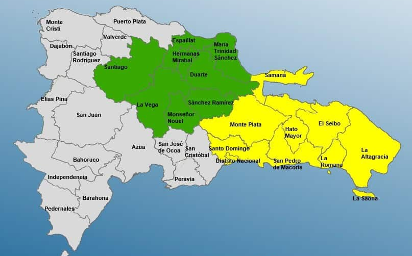 COE pone ocho provincias y DN en alerta amarilla por lluvias