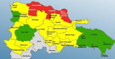 COE coloca en alerta roja cuatro provincias de la RD por lluvias