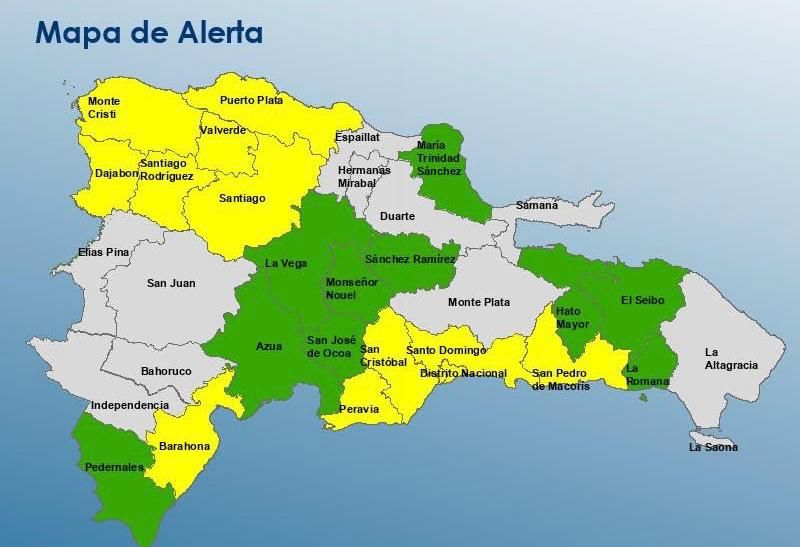 El Distrito Nacional y 21 provincias en alerta por lluvias El Distrito Nacional y 21 provincias en alerta por lluvias