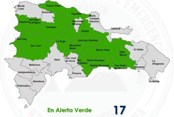 COE amplía a 17 demarcaciones  en alerta verde por una vaguada